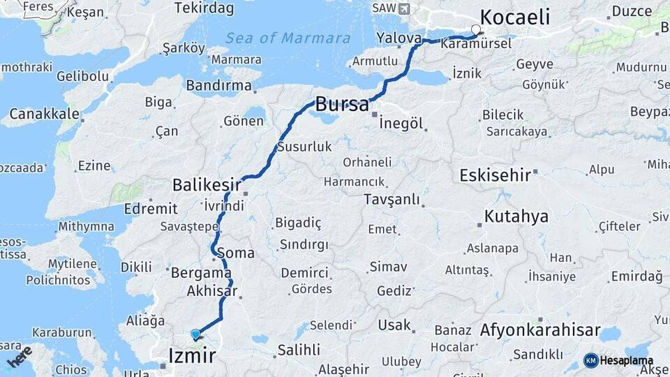 Manisa Başiskele Arası Kaç Km - Yol Tarifi