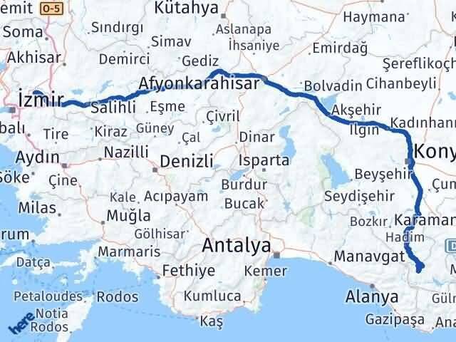 Manisa Başyayla Karaman Arası Kaç Km - Yol Haritası