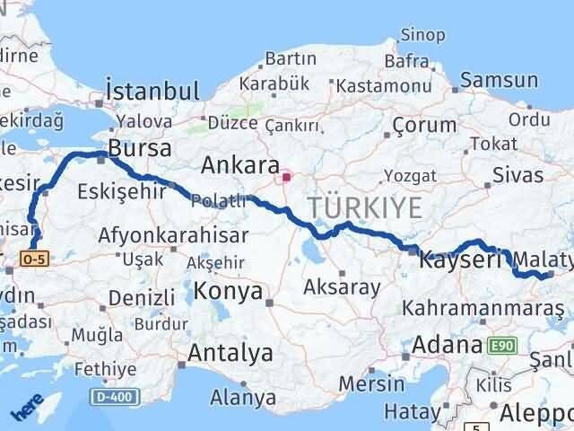 Manisa Battalgazi Malatya Arası Kaç Km - Yol Haritası