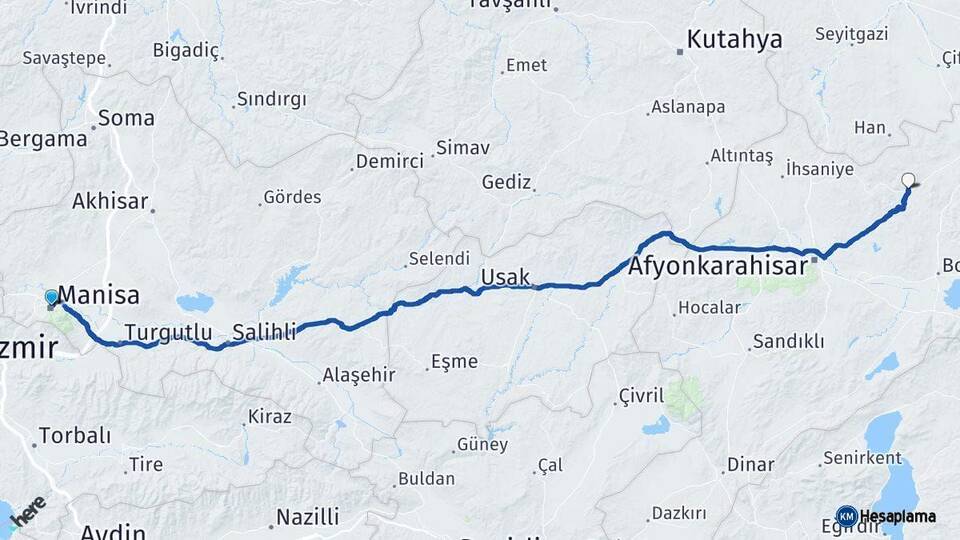 Manisa Bayat Afyonkarahisar Arası Kaç Km - Yol Haritası