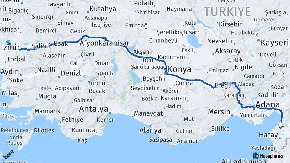 Manisa Belen Hatay Arası Kaç Km - Yol Haritası