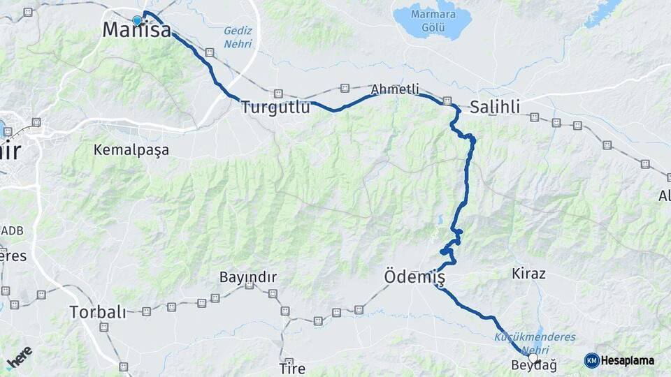 Manisa Beydağ Arası Kaç Km - Yol Tarifi