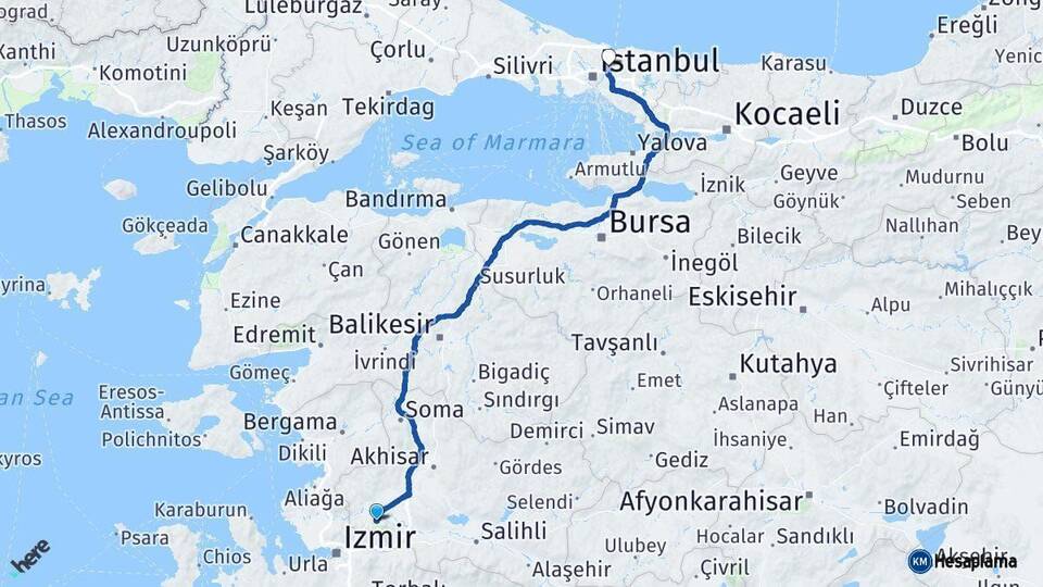 Manisa Beykoz İstanbul Arası Kaç Km - Yol Haritası