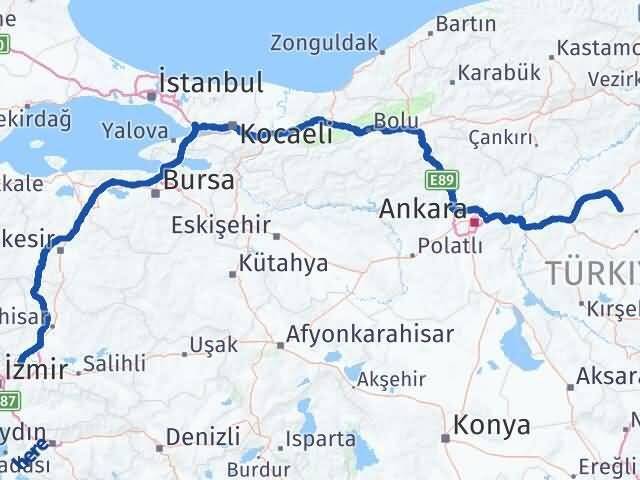 Manisa Boğazkale Çorum Arası Kaç Km - Yol Haritası