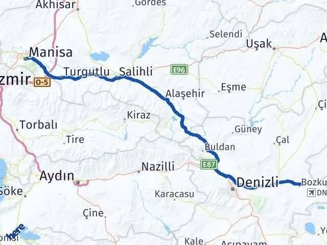 Manisa Bozkurt Denizli Arası Kaç Km - Yol Haritası