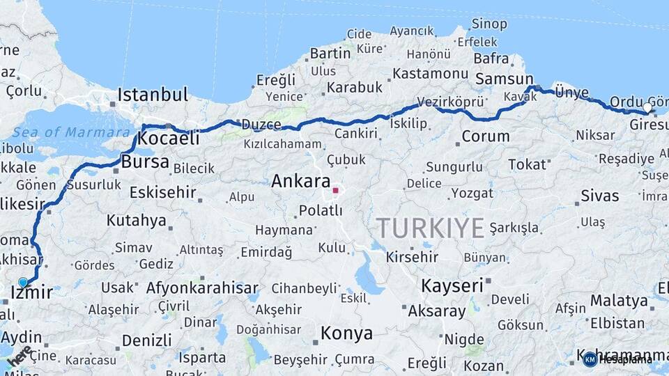 Manisa Bulancak Giresun Arası Kaç Km - Yol Haritası