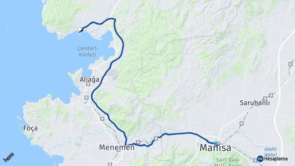Manisa Çandarlı Dikili İzmir Arası Kaç Km - Yol Haritası