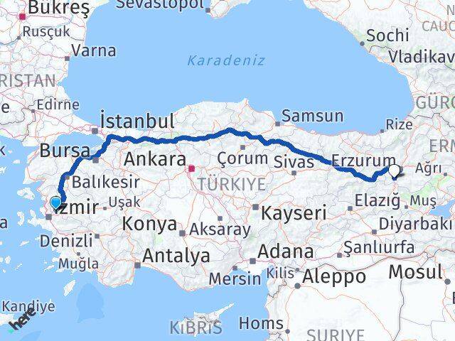 Manisa Çat Erzurum Arası Kaç Km - Yol Haritası