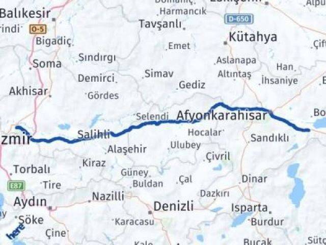 Manisa Çay Afyonkarahisar Arası Kaç Km - Yol Haritası