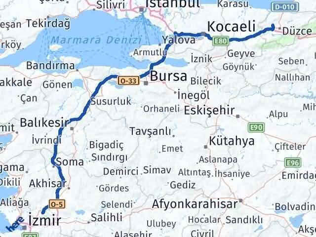 Manisa Çilimli Düzce Arası Kaç Km - Yol Haritası