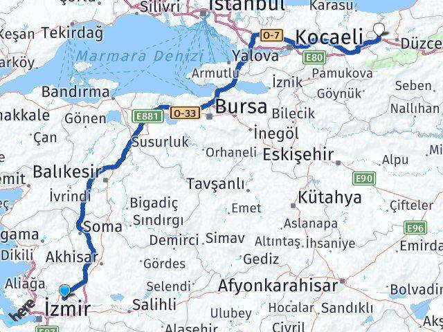 Manisa Cumayeri Düzce Arası Kaç Km - Yol Haritası