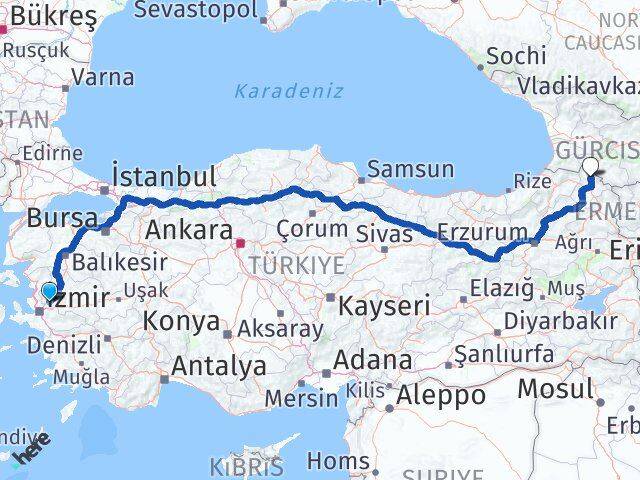 Manisa Damal Ardahan Arası Kaç Km - Yol Haritası