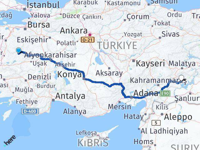 Manisa Demirci Adıyaman Arası Kaç Km - Yol Haritası