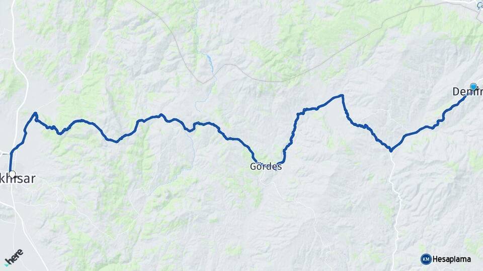 Manisa Demirci Akhisar Arası Kaç Km - Yol Haritası