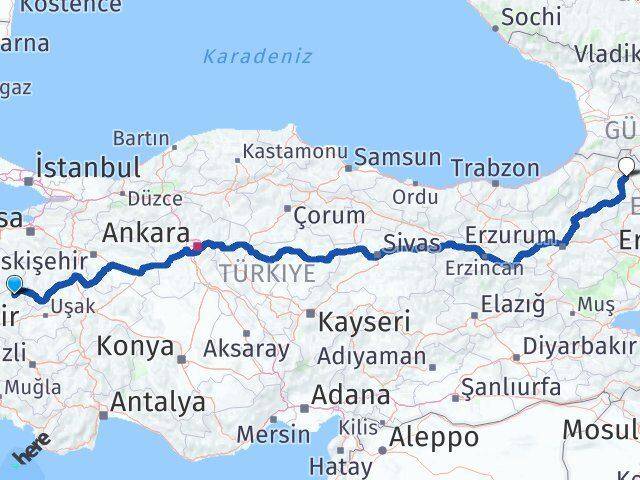 Manisa Demirci Ardahan Arası Kaç Km - Yol Haritası