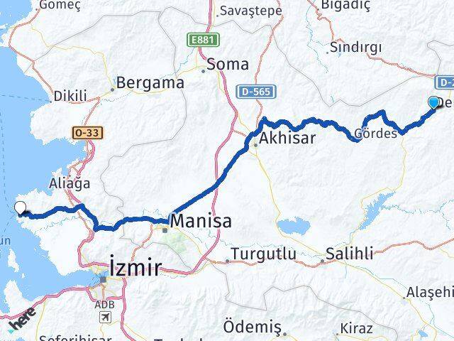 Manisa Demirci Atatürk Foça İzmir Arası Kaç Km - Yol Haritası