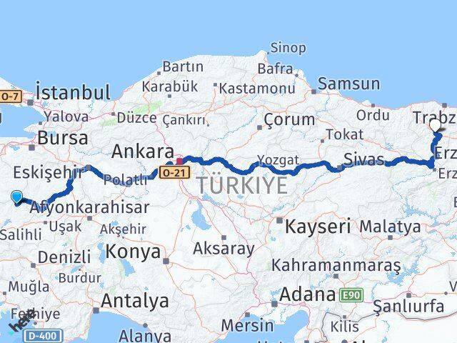 Manisa Demirci Gümüşhane Arası Kaç Km - Yol Haritası