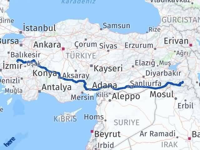 Manisa Demirci Hakkari Arası Kaç Km - Yol Haritası