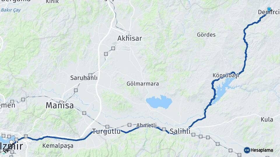 Manisa Demirci İzmir Arası Kaç Km - Yol Haritası