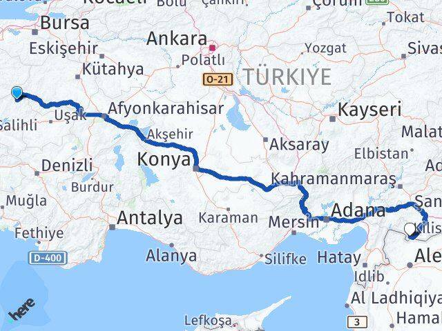 Manisa Demirci Kilis Arası Kaç Km - Yol Haritası