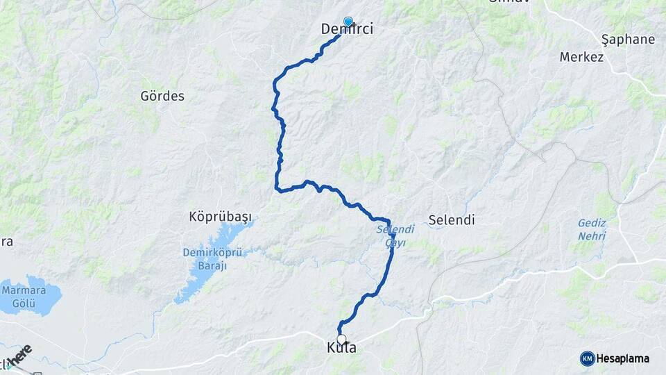 Manisa Demirci Kula Arası Kaç Km - Yol Haritası
