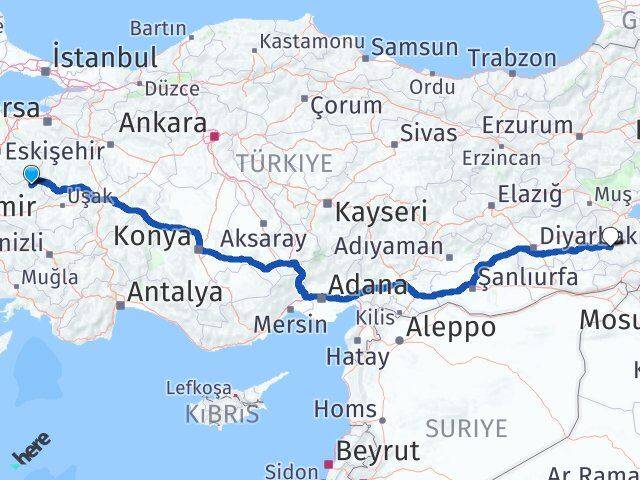 Manisa Demirci Siirt Arası Kaç Km - Yol Haritası