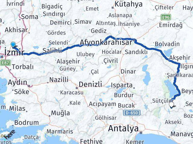 Manisa Derebucak Konya Arası Kaç Km - Yol Haritası