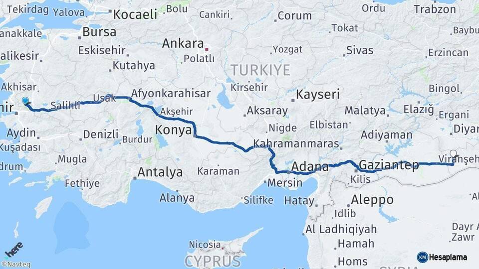 Manisa Derik Mardin Arası Kaç Km - Yol Haritası