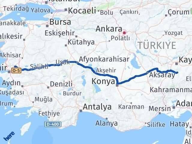 Manisa Develi Kayseri Arası Kaç Km - Yol Haritası
