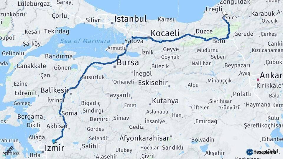 Manisa Devrek Zonguldak Arası Kaç Km - Yol Haritası