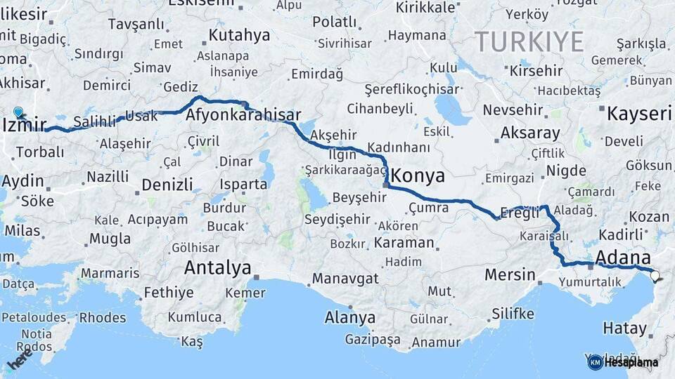 Manisa Dörtyol Hatay Arası Kaç Km - Yol Haritası