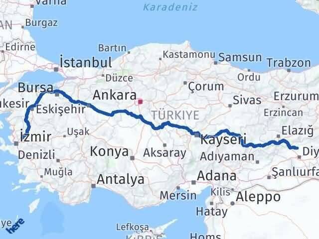 Manisa Eğil Diyarbakır Arası Kaç Km - Yol Haritası