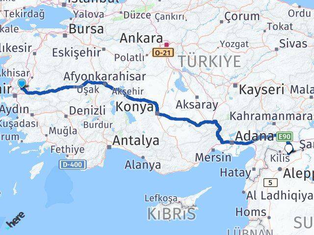 Manisa Elbeyli Kilis Arası Kaç Km - Yol Haritası