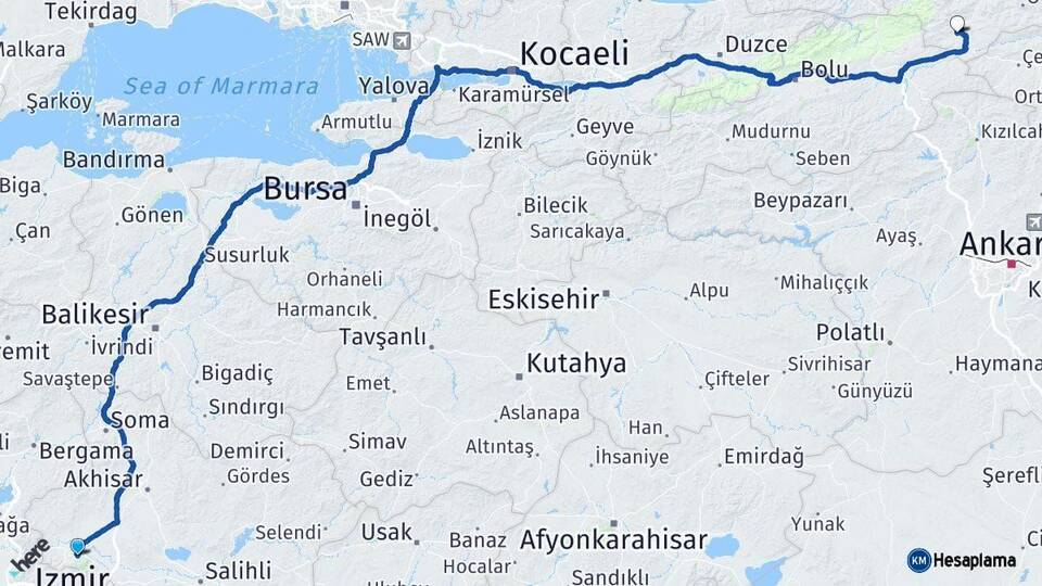 Manisa Eskipazar Karabük Arası Kaç Km - Yol Haritası