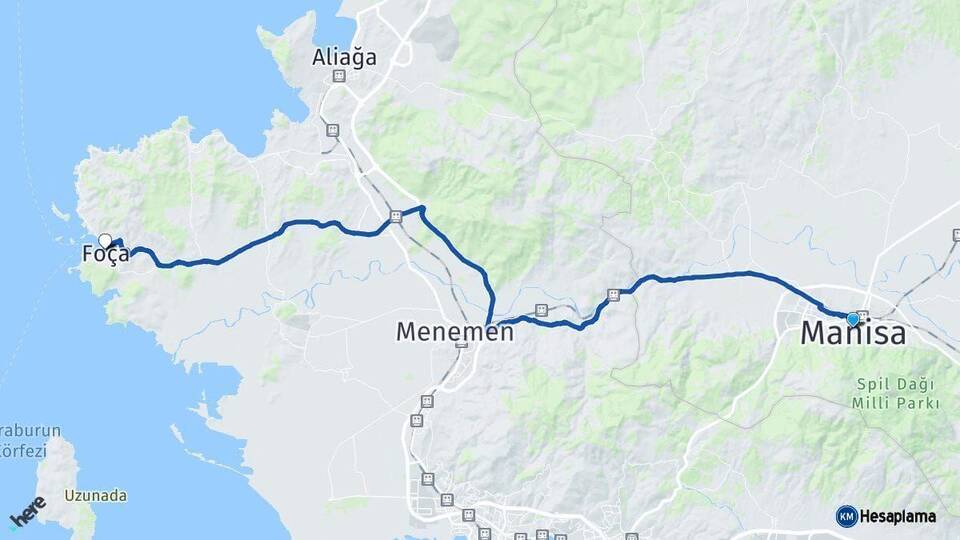 Manisa Foça İzmir Arası Kaç Km - Yol Haritası