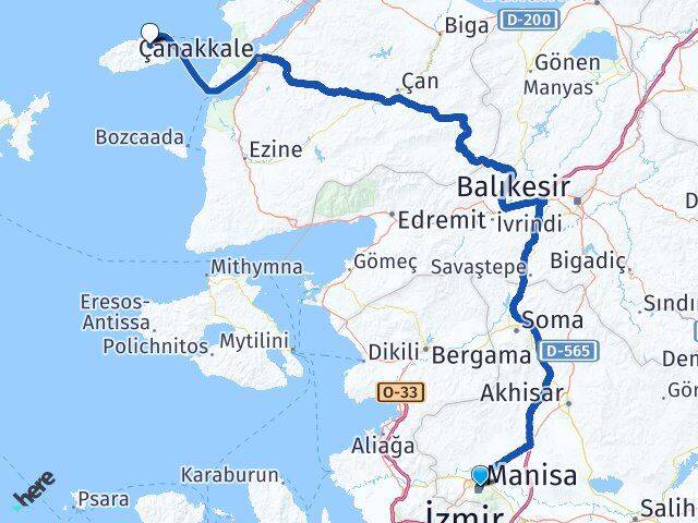 Manisa Gökçeada Çanakkale Arası Kaç Km - Yol Haritası