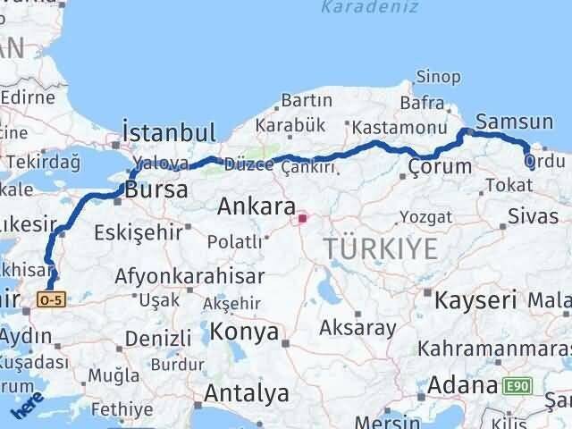 Manisa Gölköy Ordu Arası Kaç Km - Yol Haritası