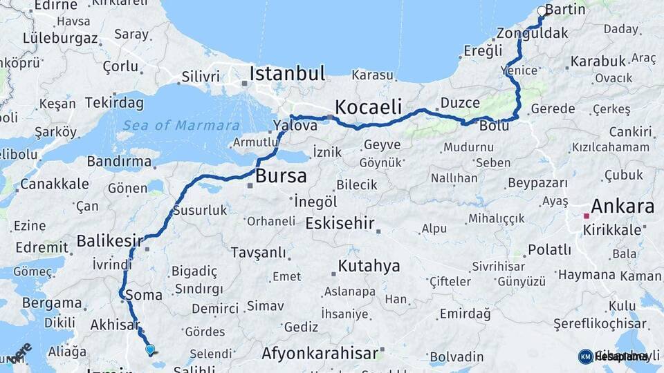 Gölmarmara Bartın Arası Kaç Km - Yol Tarifi