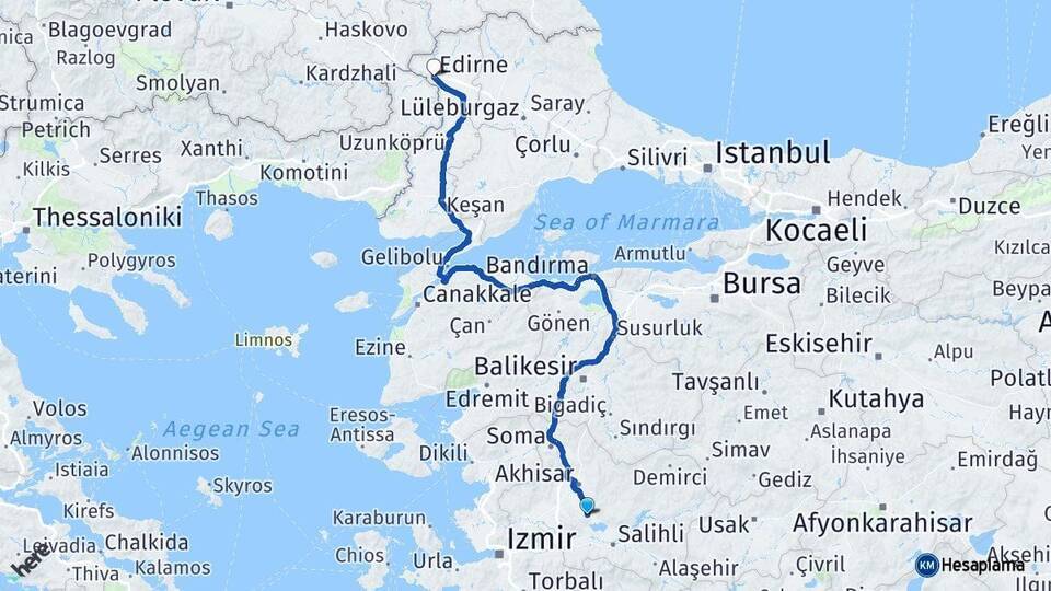 Gölmarmara Edirne Arası Kaç Km - Yol Tarifi