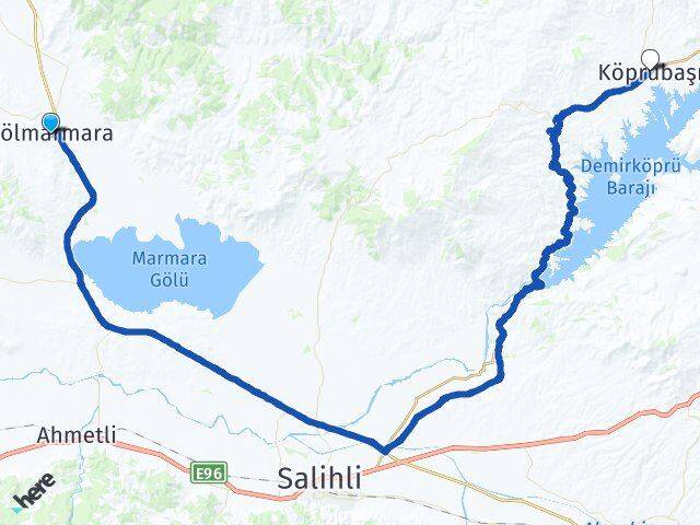 Manisa Gölmarmara Köprübaşı Arası Kaç Km - Yol Haritası