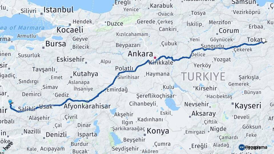 Gölmarmara Tokat Arası Kaç Km - Yol Tarifi