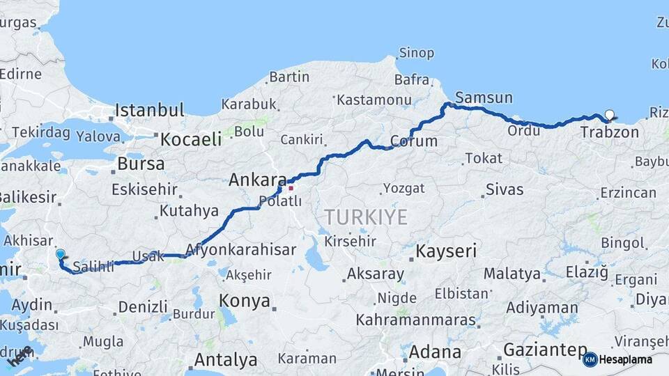 Gölmarmara Trabzon Arası Kaç Km - Yol Tarifi