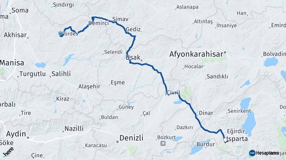 Gördes Isparta Arası Kaç Km - Yol Tarifi