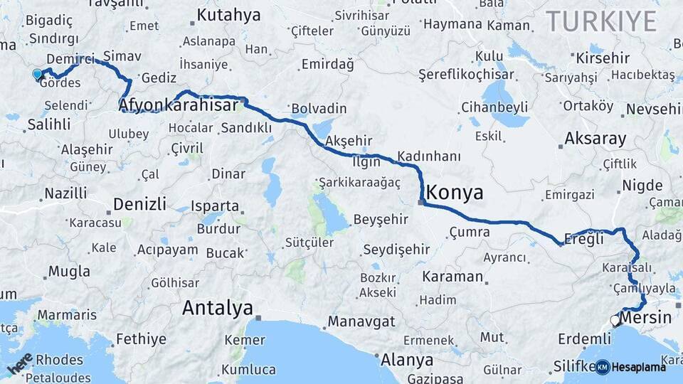 Gördes Mersin Arası Kaç Km - Yol Tarifi