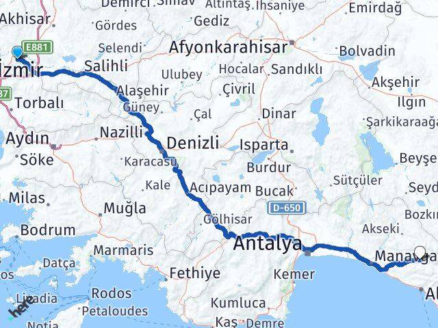 Manisa Gündoğmuş Antalya Arası Kaç Km - Yol Haritası