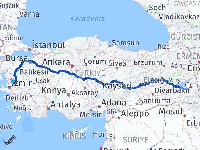 Manisa Gürpınar Van Arası Kaç Km - Yol Haritası