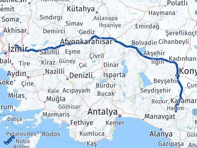 Manisa Hadim Konya Arası Kaç Km - Yol Haritası