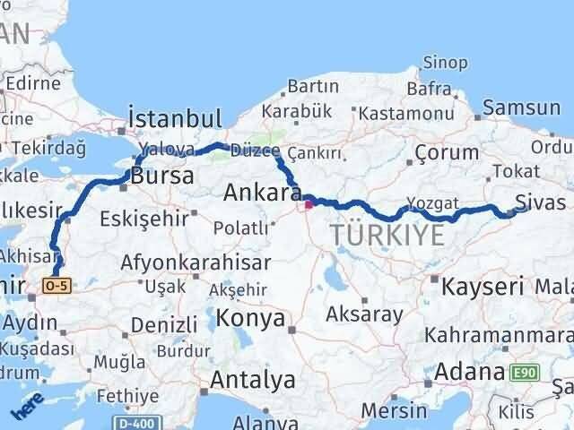 Manisa Hafik Sivas Arası Kaç Km - Yol Haritası