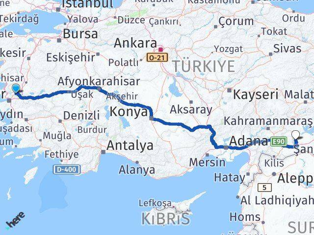 Manisa Halfeti Şanlıurfa Arası Kaç Km - Yol Haritası