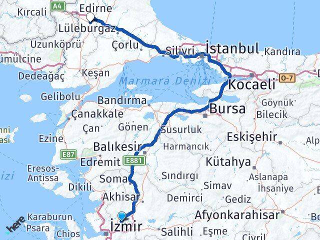 Manisa Havsa Edirne Arası Kaç Km - Yol Haritası